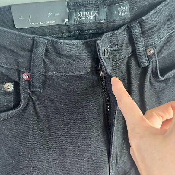 Lauren Ralph Lauren BLACK LABEL Women's Satin-Stripe High-Rise Boot Jeans Sz 8 - Picture 4 of 11